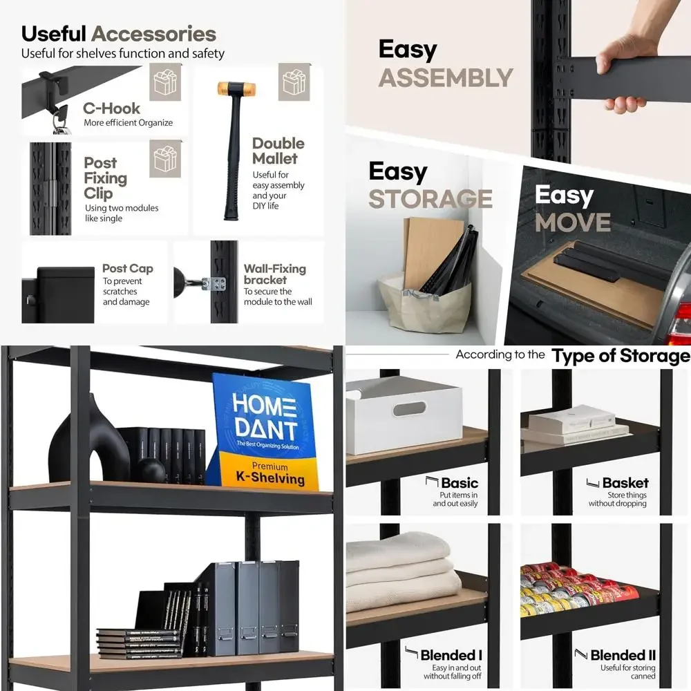 Adjustable 5-Tier Metal Shelving Unit with Laminated Shelves for Kitchen, Garage, and Closet Storage (36.2 W, Black)
Adjustable 5-Tier Metal Shelving Unit with Laminated Shelves for Kitchen, Garage, and Closet Storage (36.2 W, Black)