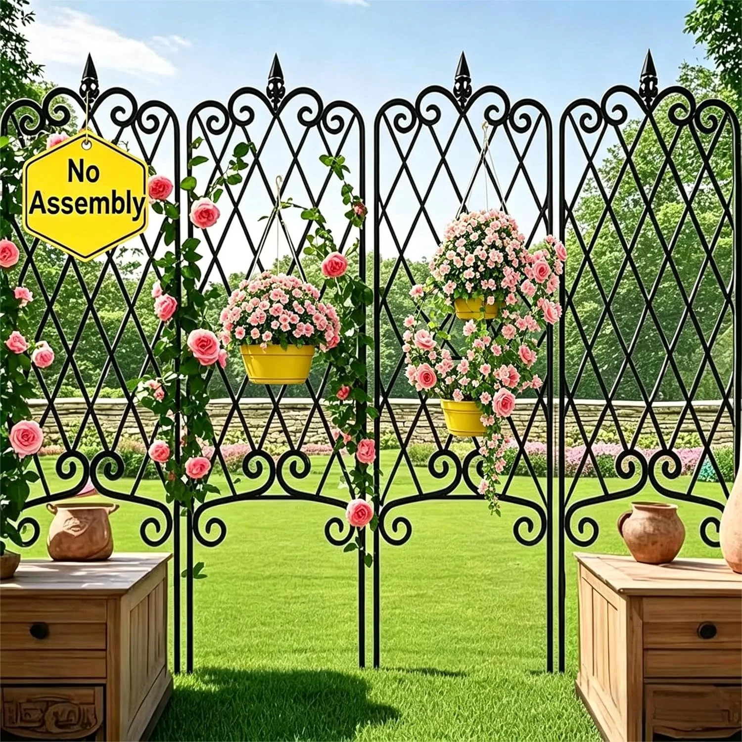 Garden Trellis 4 Pack 47" x 16" for Climbing Plants Outdoor, Metal Fencing Decorative Black Rustproof
Garden Trellis 4 Pack 47" x 16" for Climbing Plants Outdoor, Metal Fencing Decorative Black Rustproof