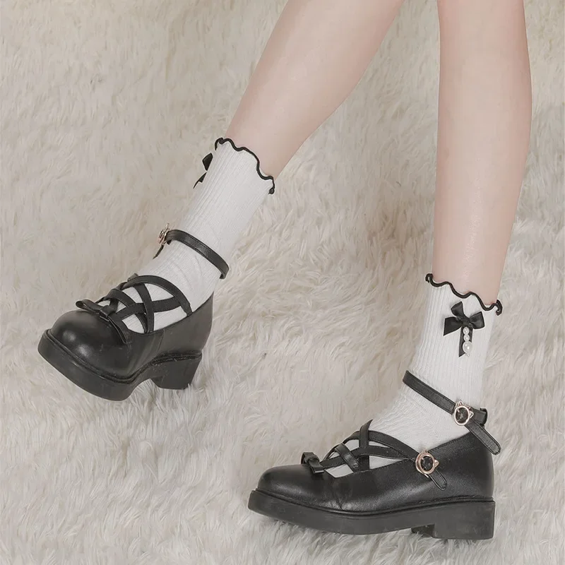 Solid Color Black White Socks Ballet Style Bandage Bowknot Ruffles Socks JK Japanese Style Lolita Sweet Girls Kawaii Cute Socks
Solid Color Black White Socks Ballet Style Bandage Bowknot Ruffles Socks JK Japanese Style Lolita Sweet Girls Kawaii Cute Socks