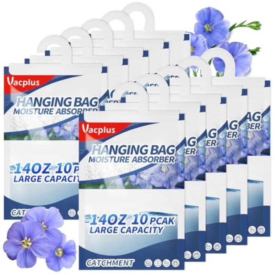 Moisture Absorbers, Hanging Closet Dehumidifier Bags, Humidity Packs, Desiccant, Closet Dehumidifiers with Linen Fragrance, 10
Moisture Absorbers, Hanging Closet Dehumidifier Bags, Humidity Packs, Desiccant, Closet Dehumidifiers with Linen Fragrance, 10