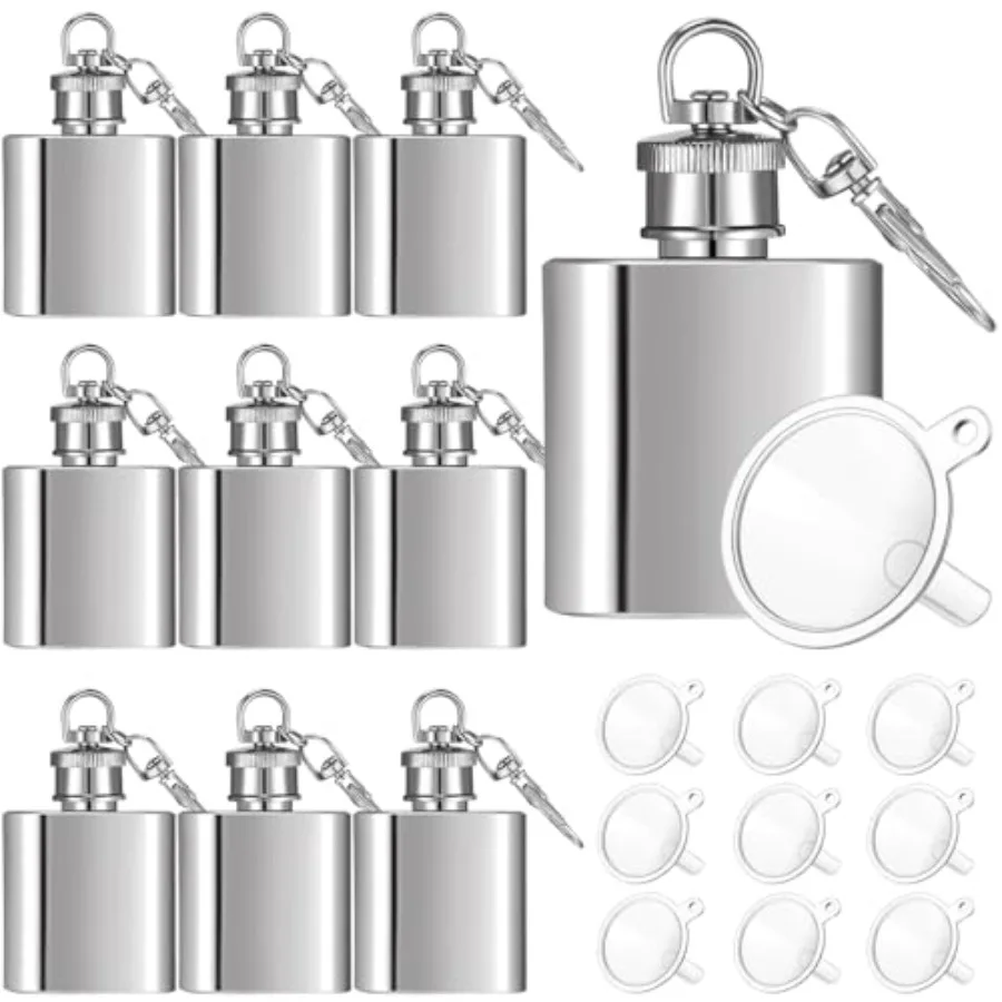 10 Pcs Mini Keychain Flask Bulk 1oz Stainless Steel Hip Jar Pocket Hidden Flask for Liquor Men Women Groomsmen Gifts with 10 Pl
10 Pcs Mini Keychain Flask Bulk 1oz Stainless Steel Hip Jar Pocket Hidden Flask for Liquor Men Women Groomsmen Gifts with 10 Pl