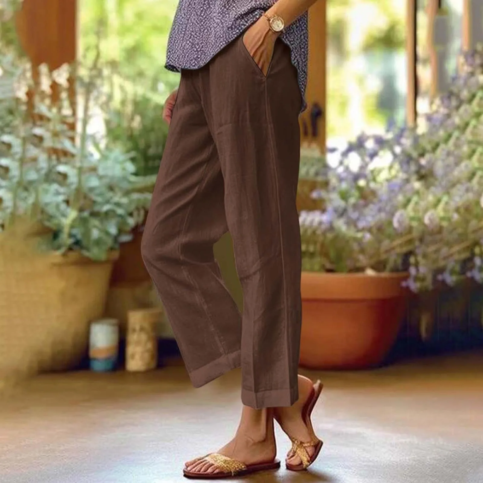 Women Loose Straight Leg Pants Fashion Casual Elastic Waist Solid Color Pants Pocket Cotton Linen Wide Leg Breathable Trousers
Women Loose Straight Leg Pants Fashion Casual Elastic Waist Solid Color Pants Pocket Cotton Linen Wide Leg Breathable Trousers