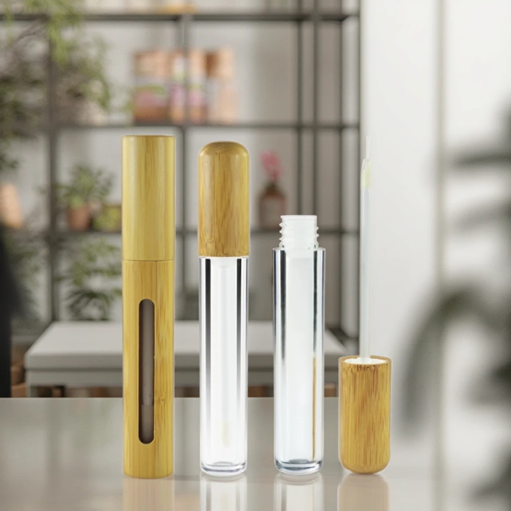 Bamboo Lip Gloss Lipstick Tube With Window Liquid Lipstick Bottle Tubes Private Label Cosmetic Packaging Gloss Tube with Brush
Bamboo Lip Gloss Lipstick Tube With Window Liquid Lipstick Bottle Tubes Private Label Cosmetic Packaging Gloss Tube with Brush