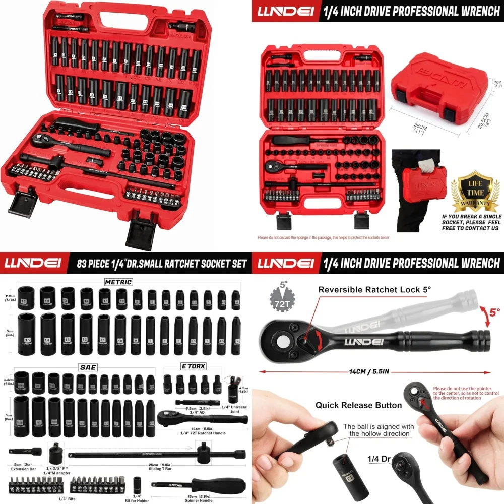 Наборы ручных инструментов, 83 шт., набор ударных головок с приводом 4 дюйма SAE и метрические размеры для тяжелых условий эксплуатации
Наборы ручных инструментов, 83 шт., набор ударных головок с приводом 4 дюйма SAE и метрические размеры для тяжелых условий эксплуатации