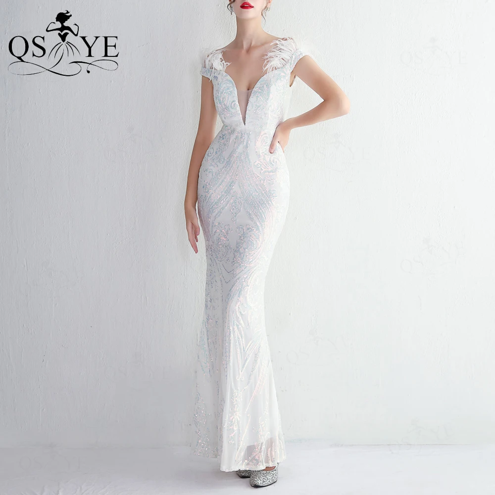 Sequin White Wedding Dresses Sparkle Pattern Lace AppliquesBridal Gown Feathers Straps Bride Dress Mermaid Wedding Marriage Gown
Sequin White Wedding Dresses Sparkle Pattern Lace AppliquesBridal Gown Feathers Straps Bride Dress Mermaid Wedding Marriage Gown