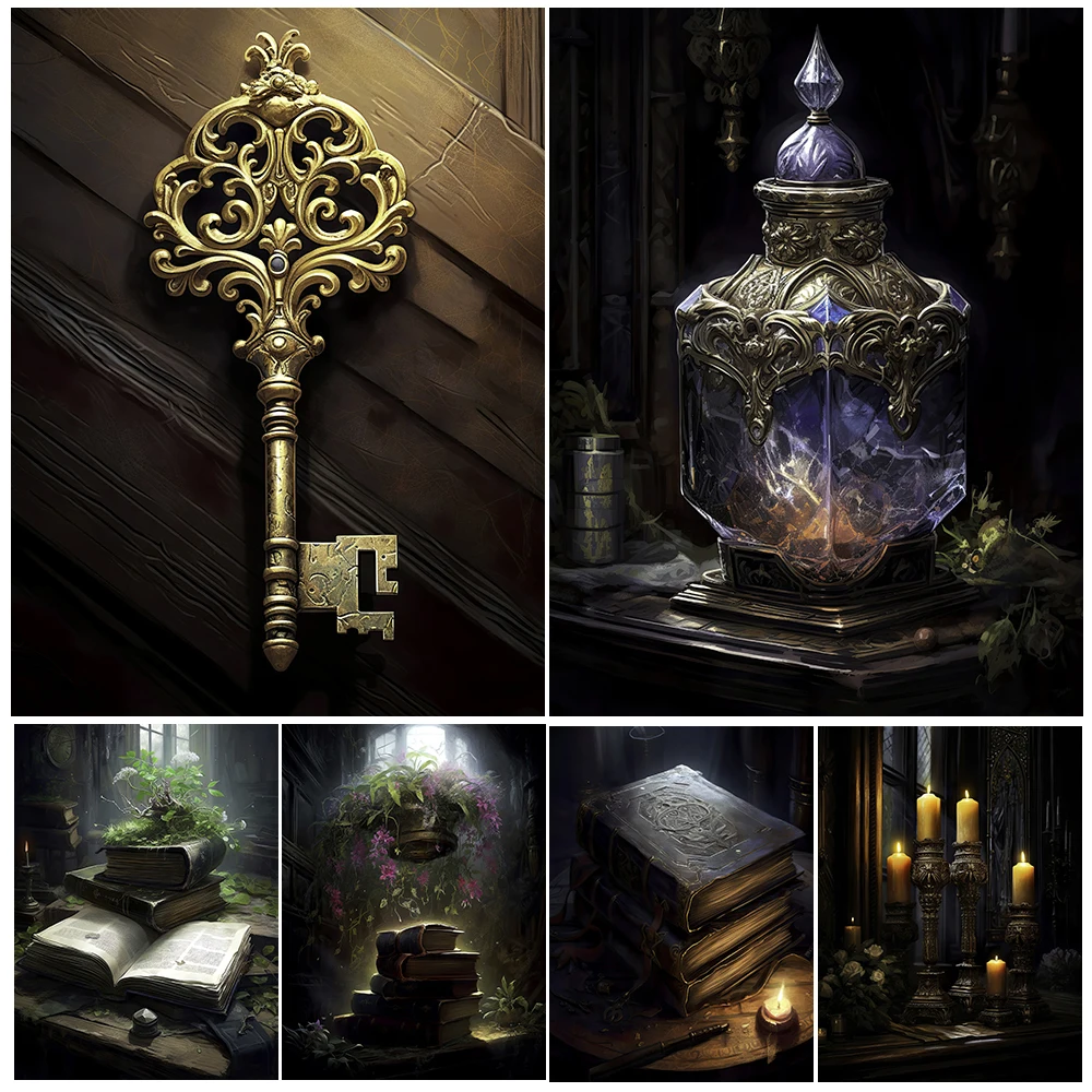 Keys,Magic Potions,Wizard Books,Candles,Herbs,Witchcraft Art Poster Print Home Decor,Magical Still Life Art Poster Print Decor
Keys,Magic Potions,Wizard Books,Candles,Herbs,Witchcraft Art Poster Print Home Decor,Magical Still Life Art Poster Print Decor