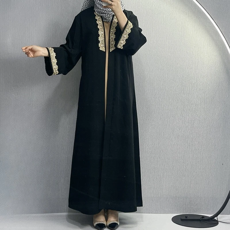 Ready Stock Muslim Abaya Dress Long Sleeve Open Front Robe With Lace Embroidery Elegant Women Fashion
Ready Stock Muslim Abaya Dress Long Sleeve Open Front Robe With Lace Embroidery Elegant Women Fashion