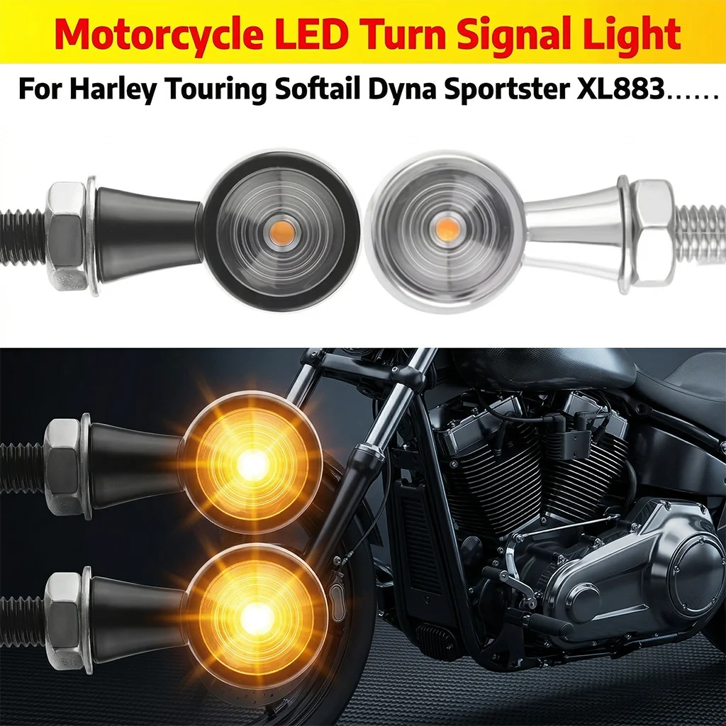 Universal 12V Amber LED Motorcycle Turn Signals - Mini Bullet Flashing Lamps for Harley Touring, Softail, Dyna, Sportster XL883
Universal 12V Amber LED Motorcycle Turn Signals - Mini Bullet Flashing Lamps for Harley Touring, Softail, Dyna, Sportster XL883