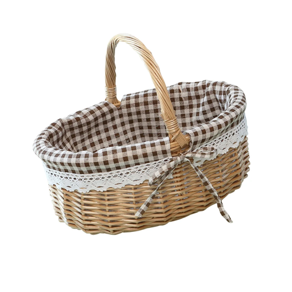 Wicker Storage Basket Coffee Plaid Linen Handwoven Fruit Basket Housewarming Wedding Gift Picnic Storage Container
Wicker Storage Basket Coffee Plaid Linen Handwoven Fruit Basket Housewarming Wedding Gift Picnic Storage Container