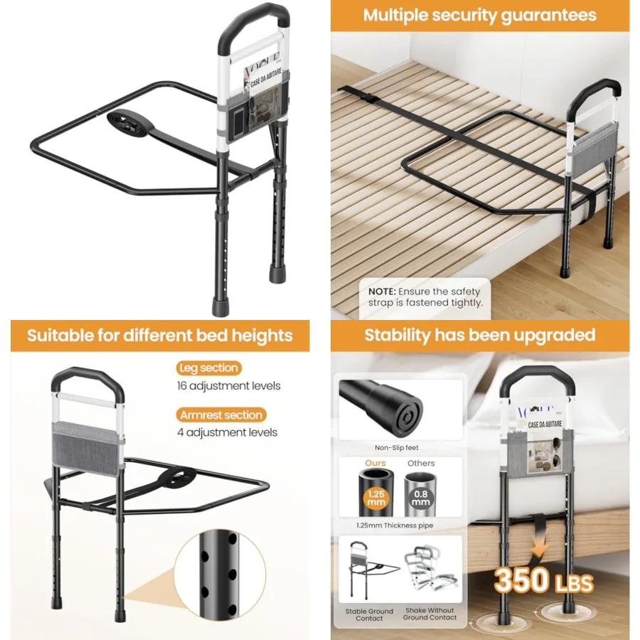Bed Rails for Elderly Adults Safety, SGS Tested and ASTM Compliant, 350lbs Support, Tool-Free Setup, Wider Contact Base for Enh
Bed Rails for Elderly Adults Safety, SGS Tested and ASTM Compliant, 350lbs Support, Tool-Free Setup, Wider Contact Base for Enh