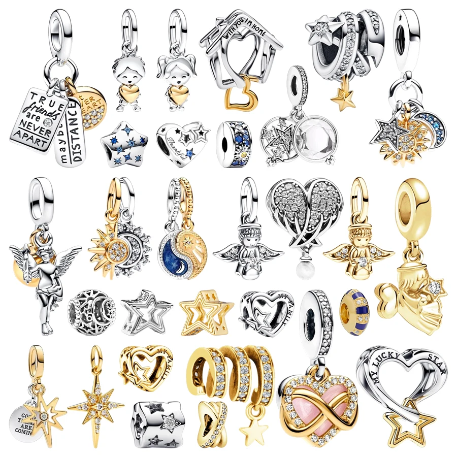 New Sparkling Star Sun Moon Charms Lucky Star & Heart Angel Cupid North Star Beads Fit Original Bracelets DIY Women Jewelry Gift
New Sparkling Star Sun Moon Charms Lucky Star & Heart Angel Cupid North Star Beads Fit Original Bracelets DIY Women Jewelry Gift