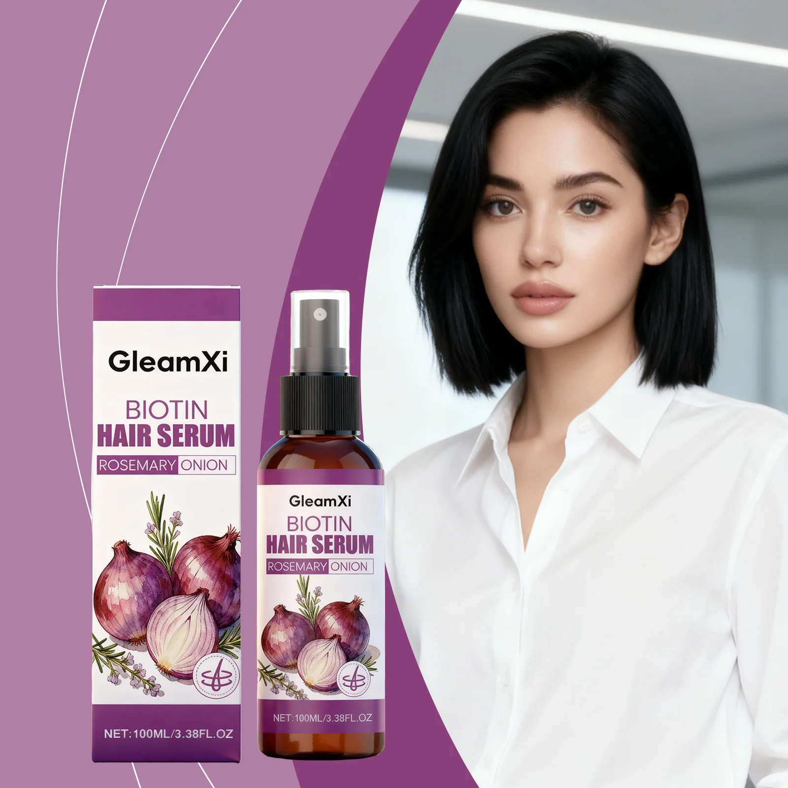 GleamXi Лук Розмарин Биотин Эссенция для ухода за волосами - Нежный, увлажняющий, гладкий и питательный спрей для ежедневного ухода за волосами
GleamXi Лук Розмарин Биотин Эссенция для ухода за волосами - Нежный, увлажняющий, гладкий и питательный спрей для ежедневного ухода за волосами