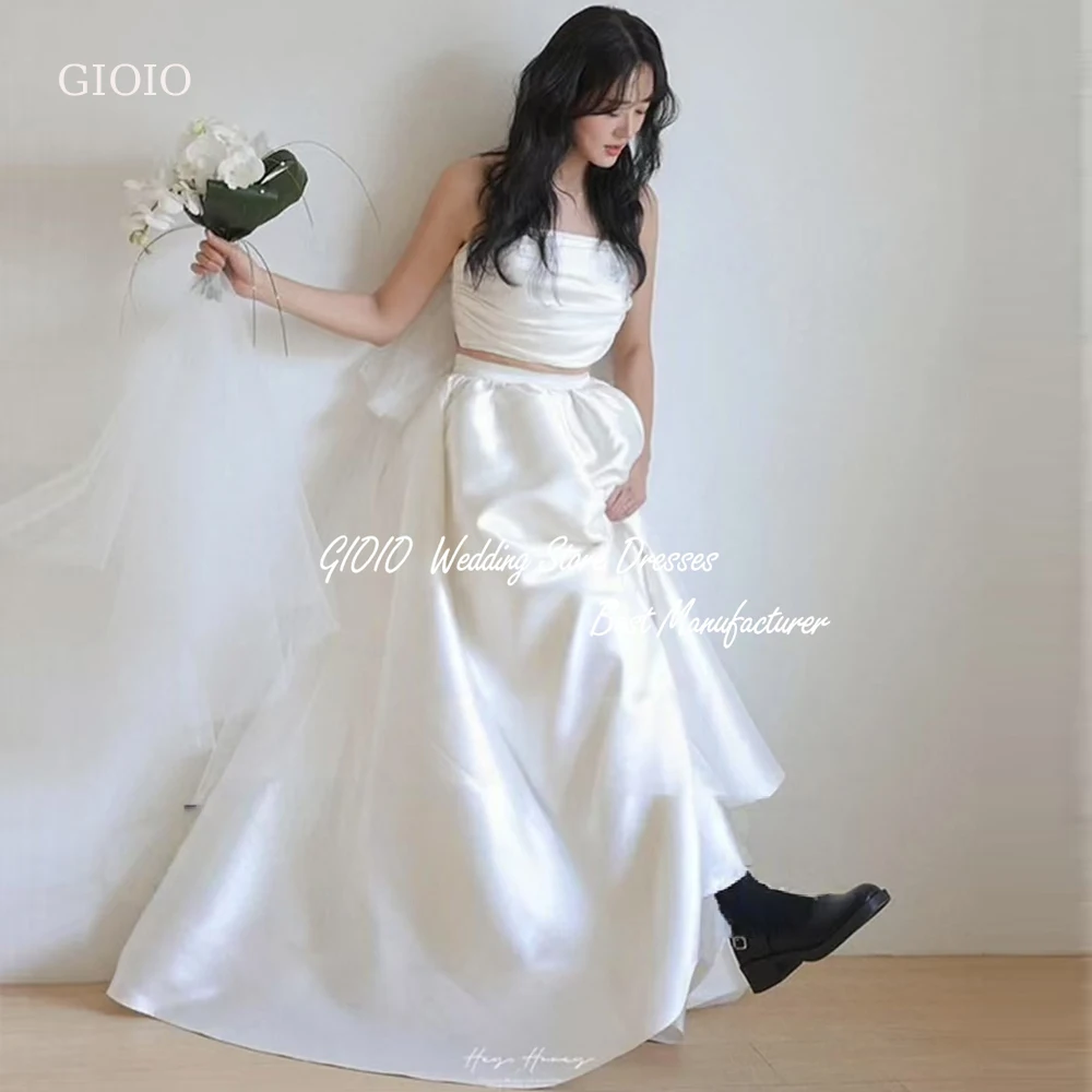 Gioio Pcs Strapless Top Korea Wedding Dresses Pleats Satin Bride Photos Shoot Party Dress Customized Corset Long Bridal Gown 
Gioio Pcs Strapless Top Korea Wedding Dresses Pleats Satin Bride Photos Shoot Party Dress Customized Corset Long Bridal Gown