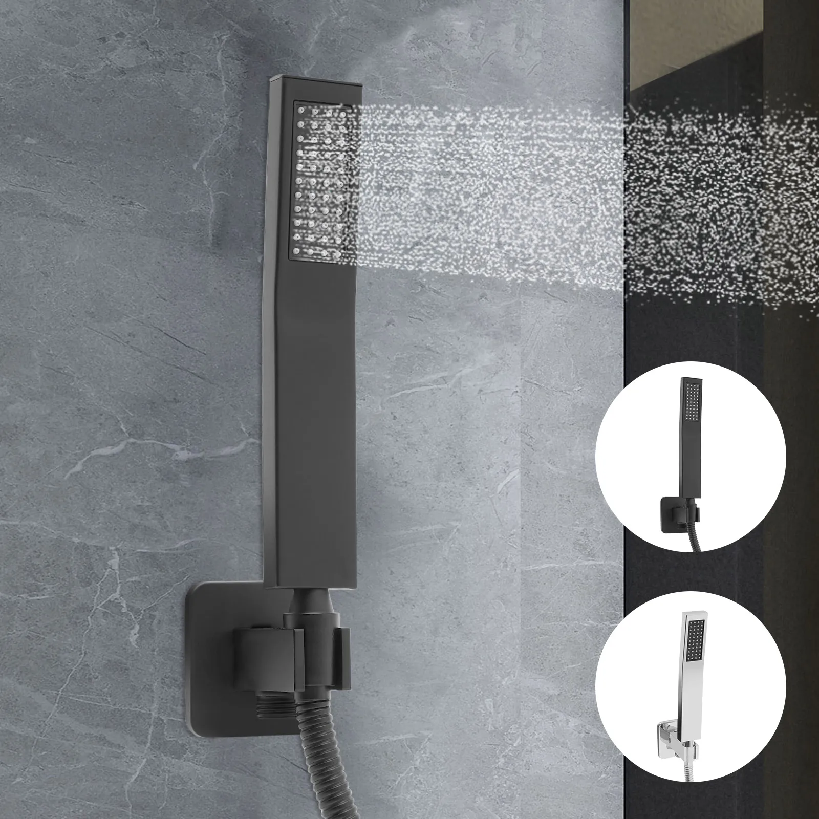 Hand Shower Head Brass Hand Shower Head Shower Head with Wall Connection and 4.9 ft Hose for Bathroom and Hand Shower Holder Set Rain Shower Cold and Hot for Bathroom Showers and Bathtubs (Black)
Hand Shower Head Brass Hand Shower Head Shower Head with Wall Connection and 4.9 ft Hose for Bathroom and Hand Shower Holder Set Rain Shower Cold and Hot for Bathroom Showers and Bathtubs (Black)