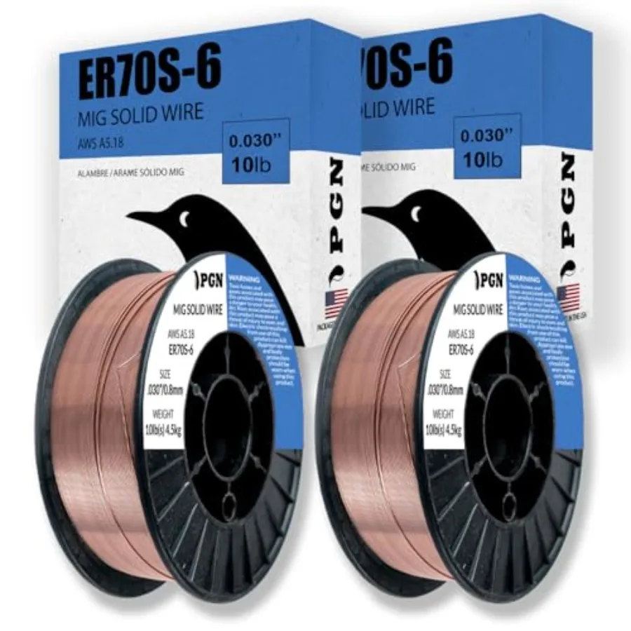 2 Pack PGN Solid MIG Welding Wire - ER70S-6.030 Inch, 10 Pound Spool - Mild Steel MIG Wire with Low Splatter and High Levels of
2 Pack PGN Solid MIG Welding Wire - ER70S-6.030 Inch, 10 Pound Spool - Mild Steel MIG Wire with Low Splatter and High Levels of