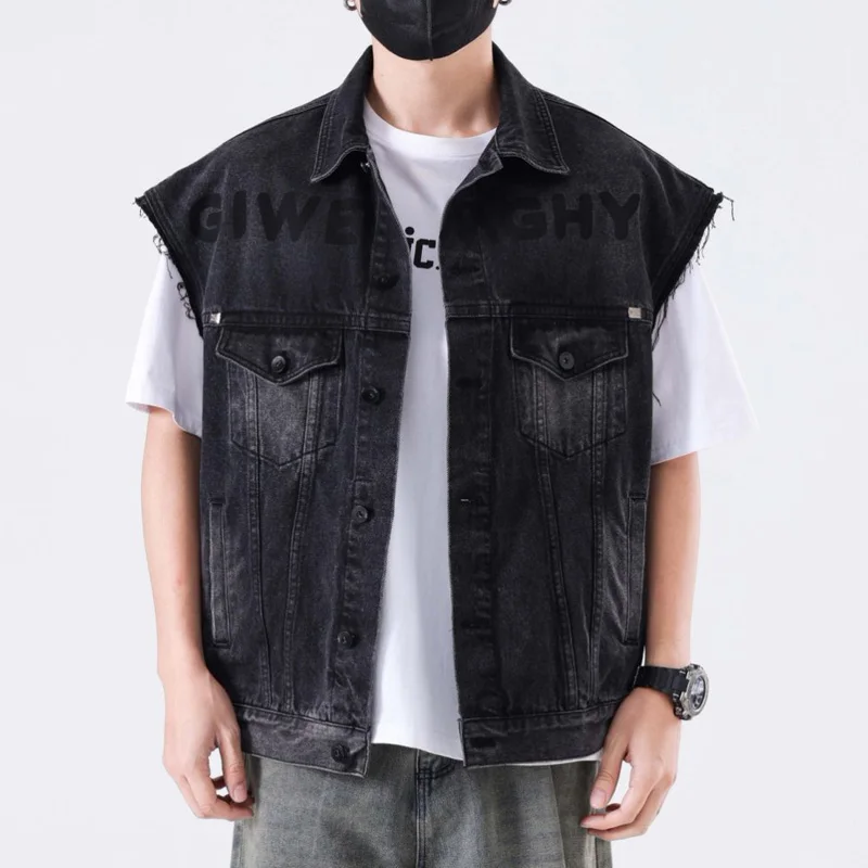 Black Denim Vest Sleeveless Ripped Jacket Men Streetwear Fashion Hip Hop Plus Size Loose Casual Jeans Vest Coat Man Waistcoat
Black Denim Vest Sleeveless Ripped Jacket Men Streetwear Fashion Hip Hop Plus Size Loose Casual Jeans Vest Coat Man Waistcoat