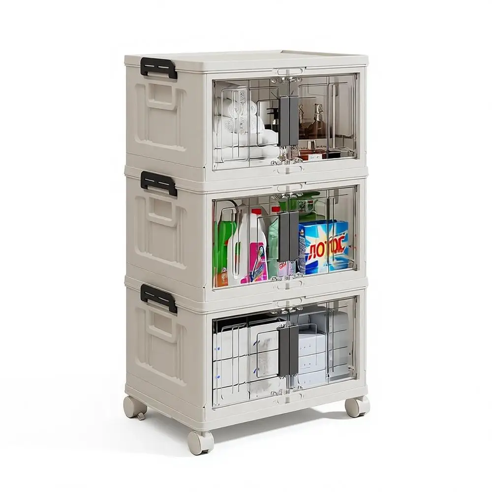 Stackable Storage Bins with Lids - Collapsible Plastic Boxes for Home, Closet, Bathroom, and Garage Organization, 3 Pack Cubes
Stackable Storage Bins with Lids - Collapsible Plastic Boxes for Home, Closet, Bathroom, and Garage Organization, 3 Pack Cubes