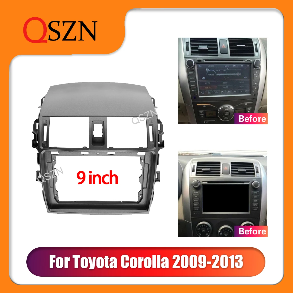 QSZN 9 inch Car Radio Frame Fascia For Toyota Corolla 2006-2011 Dashboard Mounting Bezel Kit 2 Din Installation Stereo DVD
QSZN 9 inch Car Radio Frame Fascia For Toyota Corolla 2006-2011 Dashboard Mounting Bezel Kit 2 Din Installation Stereo DVD