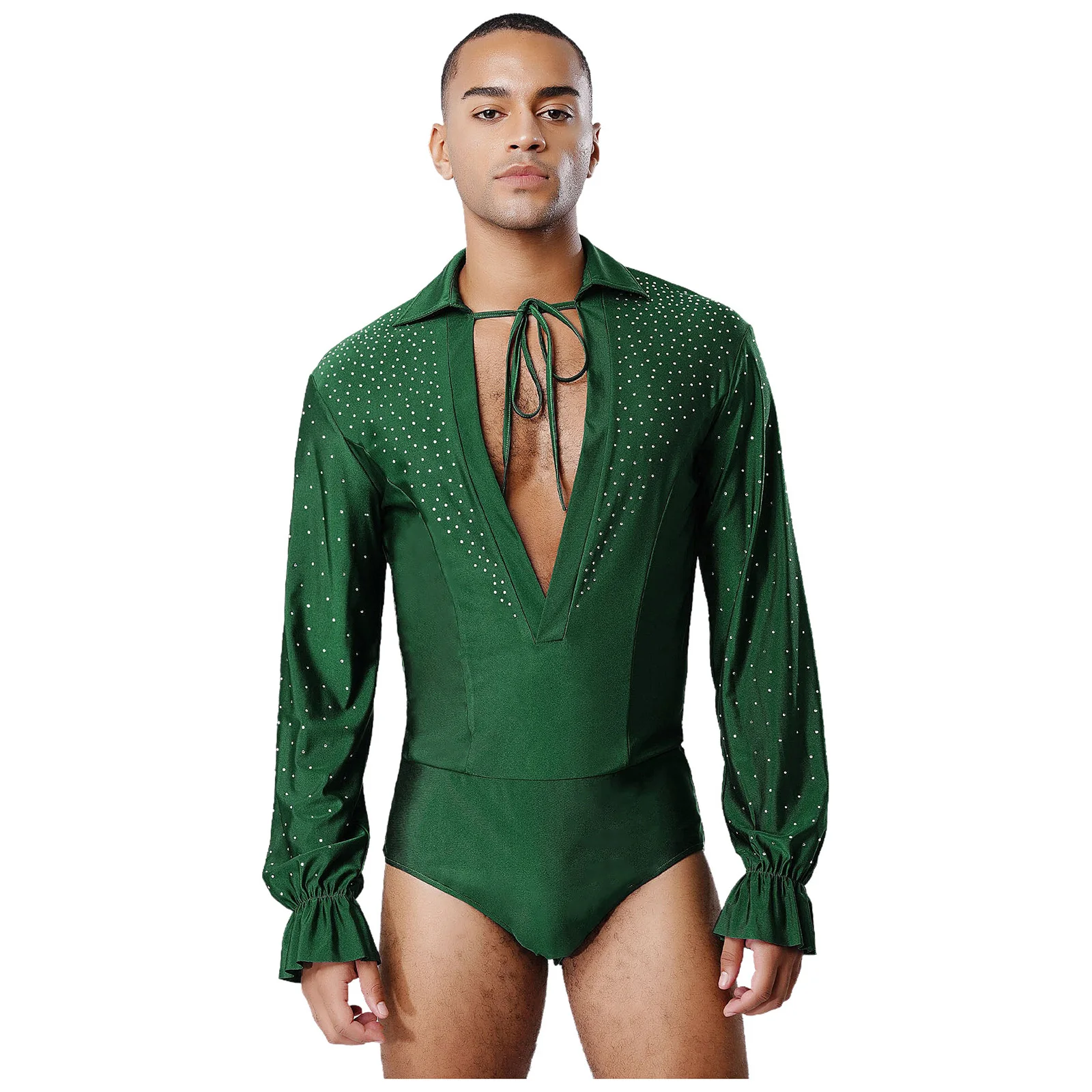 Mens Lyrical Latin Leotard Deep V Neck Long Sleeve Openable Crotch Glitter Rhinestones Bodysuit Modern Jazz Latin Dancewear
Mens Lyrical Latin Leotard Deep V Neck Long Sleeve Openable Crotch Glitter Rhinestones Bodysuit Modern Jazz Latin Dancewear