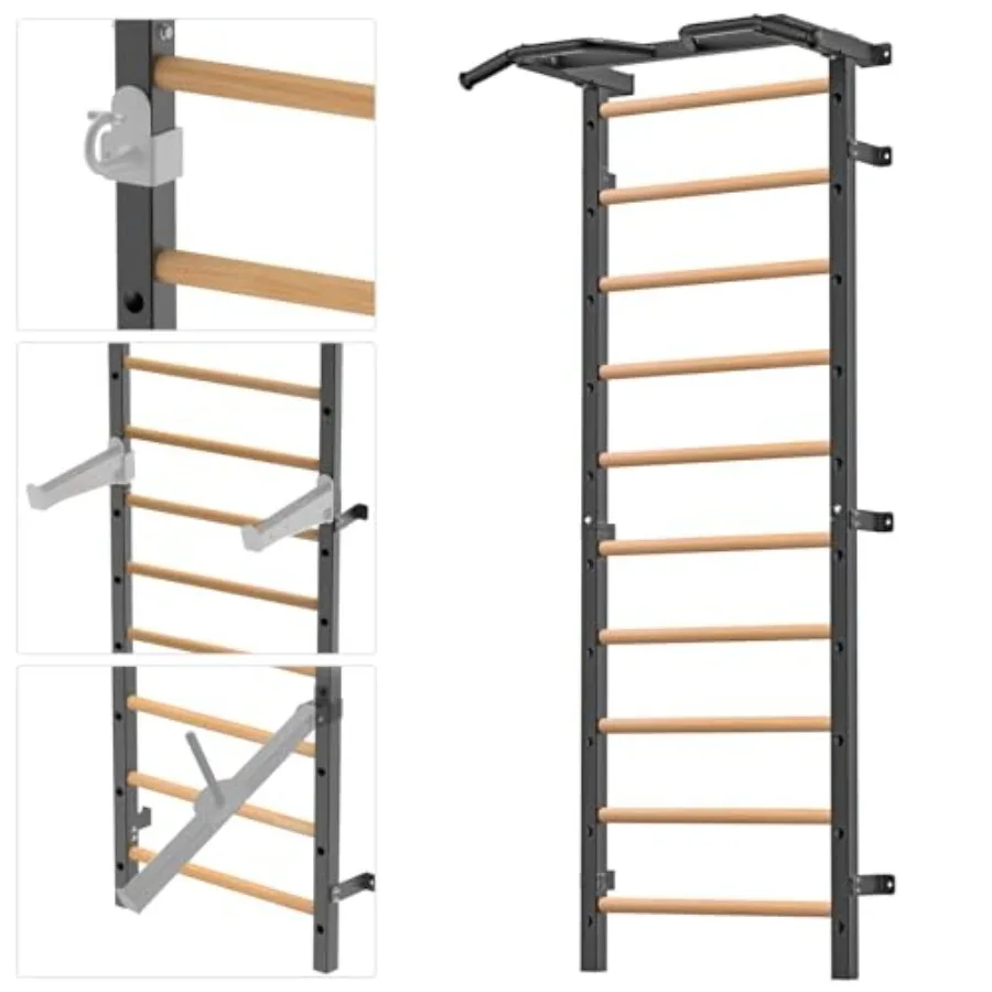 Gymnastic Stall Bar - 2x2 Swedish Ladder with 1 Hole, Wall Mounted Pull-up Bar Ladder Suspension Trainer, Solid Wood Grips Gymn
Gymnastic Stall Bar - 2x2 Swedish Ladder with 1 Hole, Wall Mounted Pull-up Bar Ladder Suspension Trainer, Solid Wood Grips Gymn