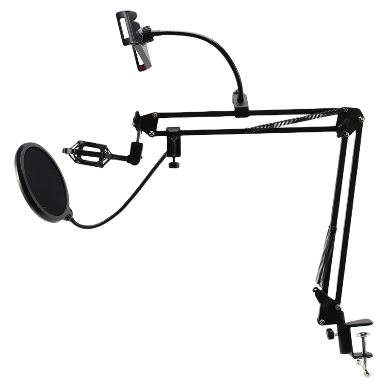 Microphone Stand,Mic Boom Arm With Adjustable Suspension Scissor Arm Stand Phone Holder,For Blue Snowball And Other Mics
Microphone Stand,Mic Boom Arm With Adjustable Suspension Scissor Arm Stand Phone Holder,For Blue Snowball And Other Mics