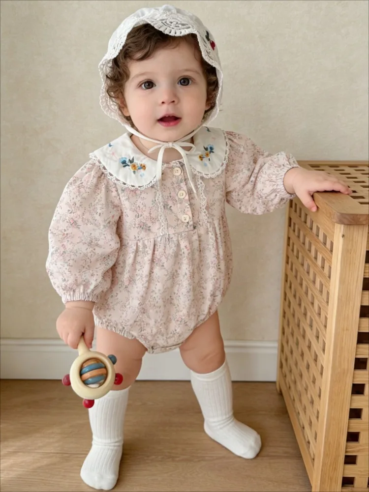 Весенний новый комбинезон для девочек с длинным рукавом, с цветочным принтом, в стиле принцессы, для ползания, с кружевом, для малышей
Весенний новый комбинезон для девочек с длинным рукавом, с цветочным принтом, в стиле принцессы, для ползания, с кружевом, для малышей