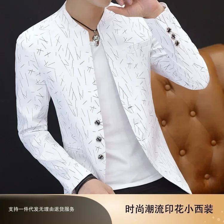 2024 Men's Line Bronzing Printed Suit Youth Slim Stand Collar Handsome Casual blazer men
2024 Men's Line Bronzing Printed Suit Youth Slim Stand Collar Handsome Casual blazer men