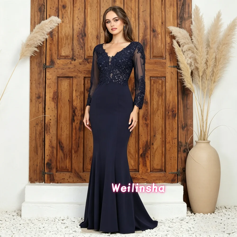 Classic Applique Lace Mother of the Bride Dress Elegant V-Neck Customized Mermaid Sequins Wedding Party Event Guest Gown
Classic Applique Lace Mother of the Bride Dress Elegant V-Neck Customized Mermaid Sequins Wedding Party Event Guest Gown