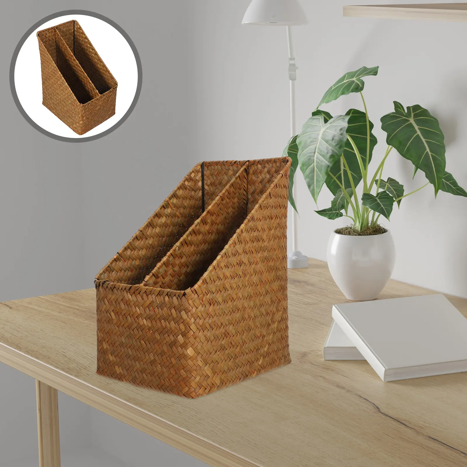Rustic Woven Desktop Storage Basket Tiered File Holder for Office Living Room Bedroom Craft Room Magazine Book Document
Rustic Woven Desktop Storage Basket Tiered File Holder for Office Living Room Bedroom Craft Room Magazine Book Document