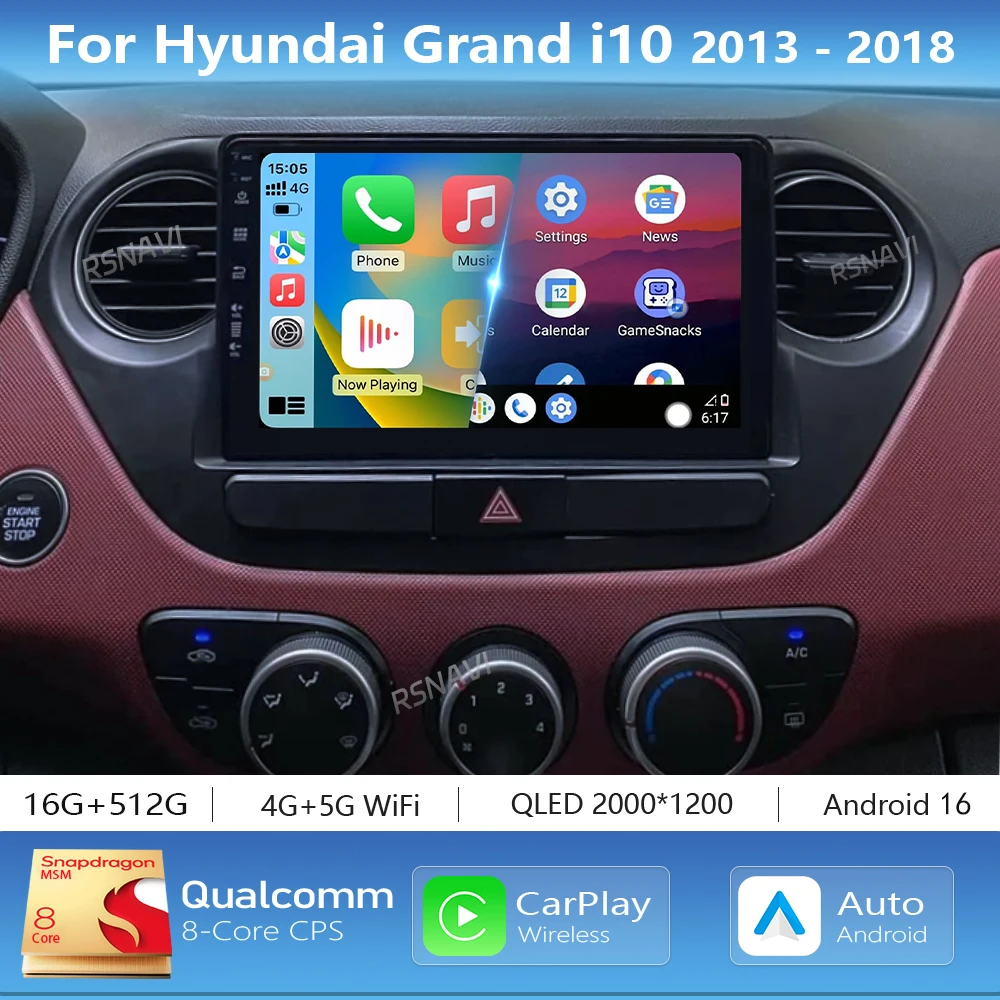 Android 16 Carplay Auto Car Radio Multimedia Player For Hyundai I10 2013 - 2018 Navigation Autoradio GPS Stereo 2din Head Unit
Android 16 Carplay Auto Car Radio Multimedia Player For Hyundai I10 2013 - 2018 Navigation Autoradio GPS Stereo 2din Head Unit