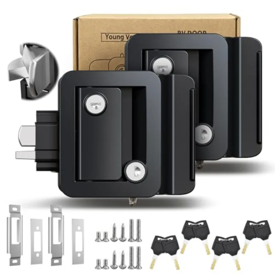 RV door lock replacement with paddle deadbolt and cam latch, zinc alloy construction, black finish, upgraded security and durab
RV door lock replacement with paddle deadbolt and cam latch, zinc alloy construction, black finish, upgraded security and durab