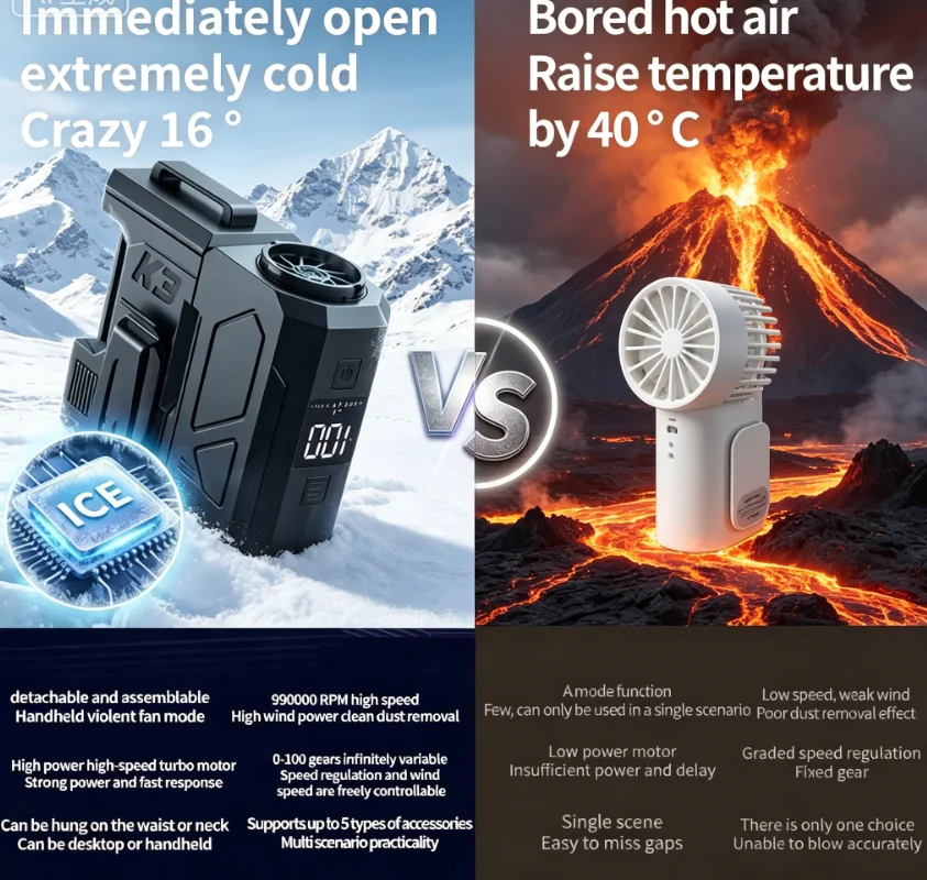 3-in-1 Turbo Cooling Fan, Mini Portable Outdoor Fan, Handheld Neck Waist Fan with Vacuum Blower
3-in-1 Turbo Cooling Fan, Mini Portable Outdoor Fan, Handheld Neck Waist Fan with Vacuum Blower