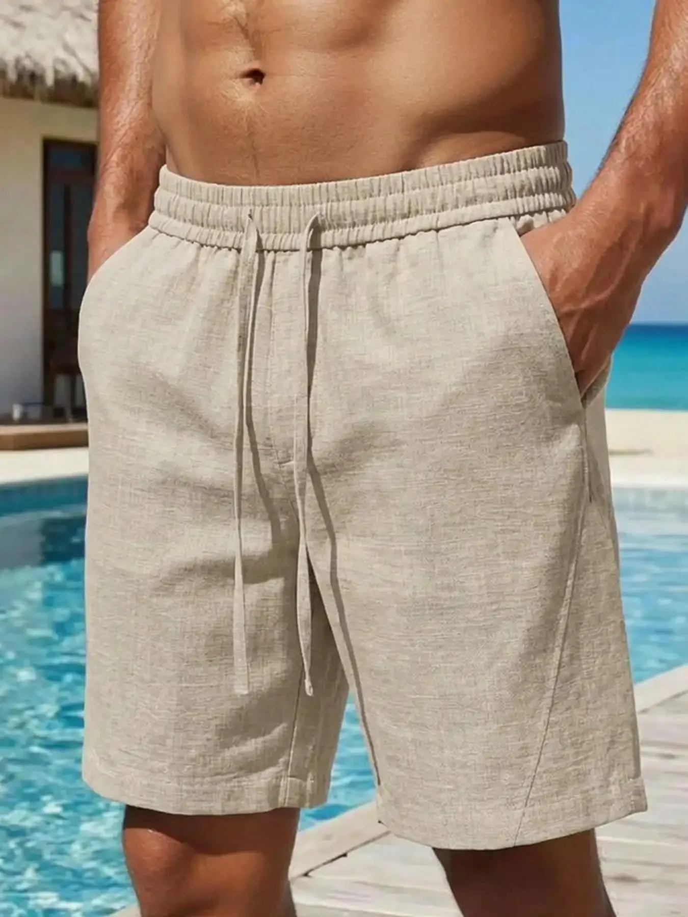 1pc Men's Casual Drawstring Waist Beach Shorts, Relaxed Fit, Breathable Straight Leg Pants, Versatile For Summer Vacation And Commute
1pc Men's Casual Drawstring Waist Beach Shorts, Relaxed Fit, Breathable Straight Leg Pants, Versatile For Summer Vacation And Commute