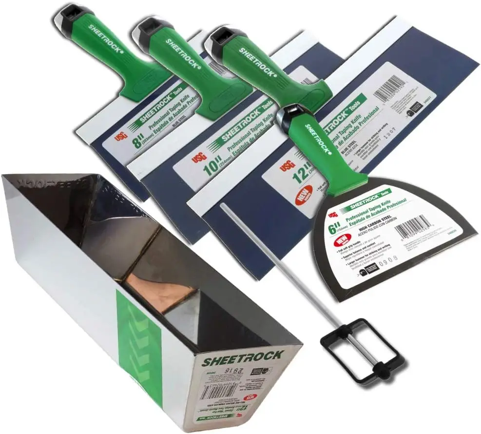 Нож для обклеивания гипсокартона серии USG Pro из синей стали с ручкой в матричном стиле (4 шт. с грязевым поддоном 12 дюймов)
Нож для обклеивания гипсокартона серии USG Pro из синей стали с ручкой в матричном стиле (4 шт. с грязевым поддоном 12 дюймов)