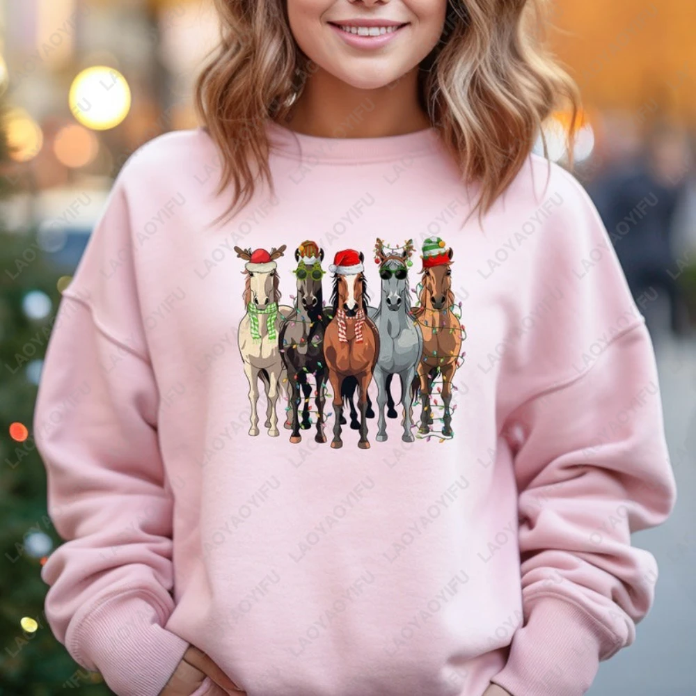 Funny Horse Christmas Sweatshirt Horses with Santa Hat Tops Hoodies Horse Lover Gift Woman Men Crewneck Long Sleeve Sweater
Funny Horse Christmas Sweatshirt Horses with Santa Hat Tops Hoodies Horse Lover Gift Woman Men Crewneck Long Sleeve Sweater