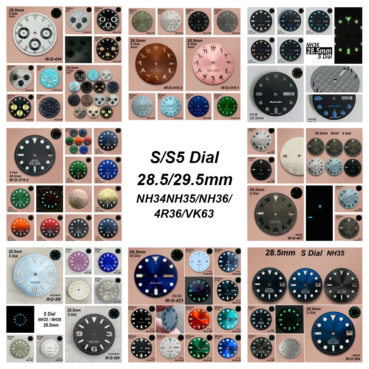 28.5/29.5mm S/S5 Logo SUB/DTN/GMT Dial Fit NH34/NH35/NH36/VK63 Movement Green/Ice Blue Luminous Watch Modification Accessories
28.5/29.5mm S/S5 Logo SUB/DTN/GMT Dial Fit NH34/NH35/NH36/VK63 Movement Green/Ice Blue Luminous Watch Modification Accessories