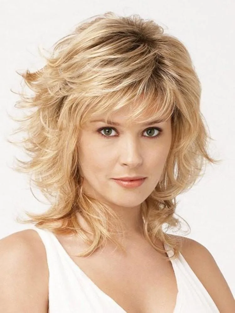 European and American Golden Wig for Women Fluffy with Side Part and Oblique Bangs Medium Length synthetic hair wigs + wigs cap
European and American Golden Wig for Women Fluffy with Side Part and Oblique Bangs Medium Length synthetic hair wigs + wigs cap