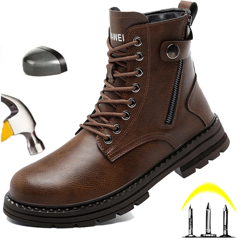 Mens Leather Steel Toe Work Boots Puncture-Proof Indestructible Safety Shoes Breathable Lightweight Comfortable Durable Sneakers
Mens Leather Steel Toe Work Boots Puncture-Proof Indestructible Safety Shoes Breathable Lightweight Comfortable Durable Sneakers