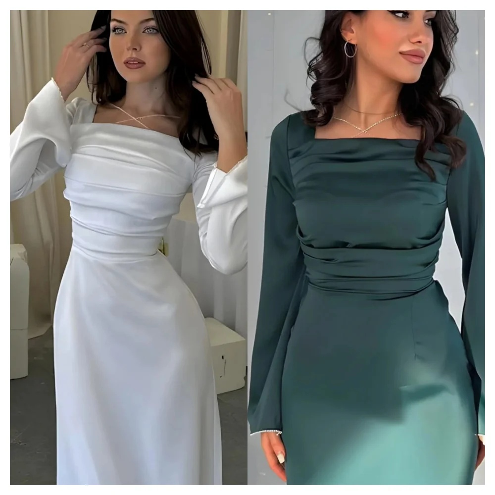 CustomizedCustomized Graceful Satin Evening Dress Temperament Square Collar Long Sleeves Party Dress High Quality Celebrity Gow
CustomizedCustomized Graceful Satin Evening Dress Temperament Square Collar Long Sleeves Party Dress High Quality Celebrity Gow
