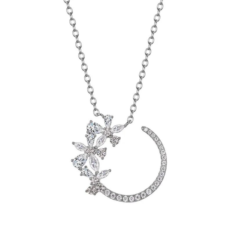 ZFSILVER s925 Sterling Silver Moissanite Necklace for Women Trendy Moon Flower Charm Jewelry Fashion Accessory Gift Party MP0110
ZFSILVER s925 Sterling Silver Moissanite Necklace for Women Trendy Moon Flower Charm Jewelry Fashion Accessory Gift Party MP0110