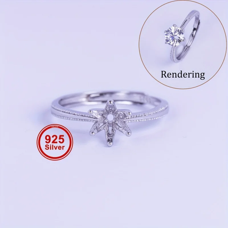 Simple Six-Prong Lace Edge Ring Setting, S925 Sterling Silver Material, Suitable For 1ct (6.5mm) Moissanite, Etc.
Simple Six-Prong Lace Edge Ring Setting, S925 Sterling Silver Material, Suitable For 1ct (6.5mm) Moissanite, Etc.
