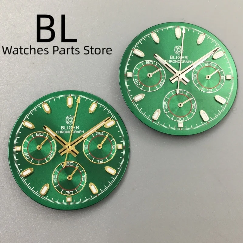 BLIGER 30mm High Quality VK63 Watch DialHand Set Green Dial Silver Gold Index Green Luminous for VK63 Movement Men's Watch Parts
BLIGER 30mm High Quality VK63 Watch DialHand Set Green Dial Silver Gold Index Green Luminous for VK63 Movement Men's Watch Parts