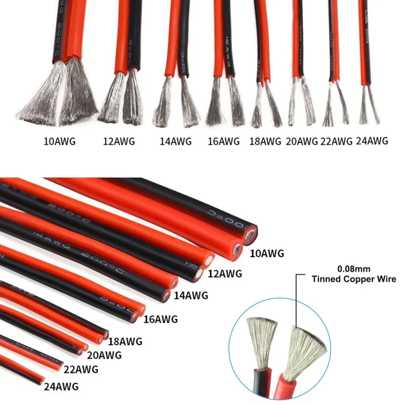 1m/3m/5m/10m Red Black 2 Parallel Wire 8-10-12-14-16-18-20-22-24-26-28-30 Gauge Electrical Silicone Tinned Copper 2 Pin Wire
1m/3m/5m/10m Red Black 2 Parallel Wire 8-10-12-14-16-18-20-22-24-26-28-30 Gauge Electrical Silicone Tinned Copper 2 Pin Wire