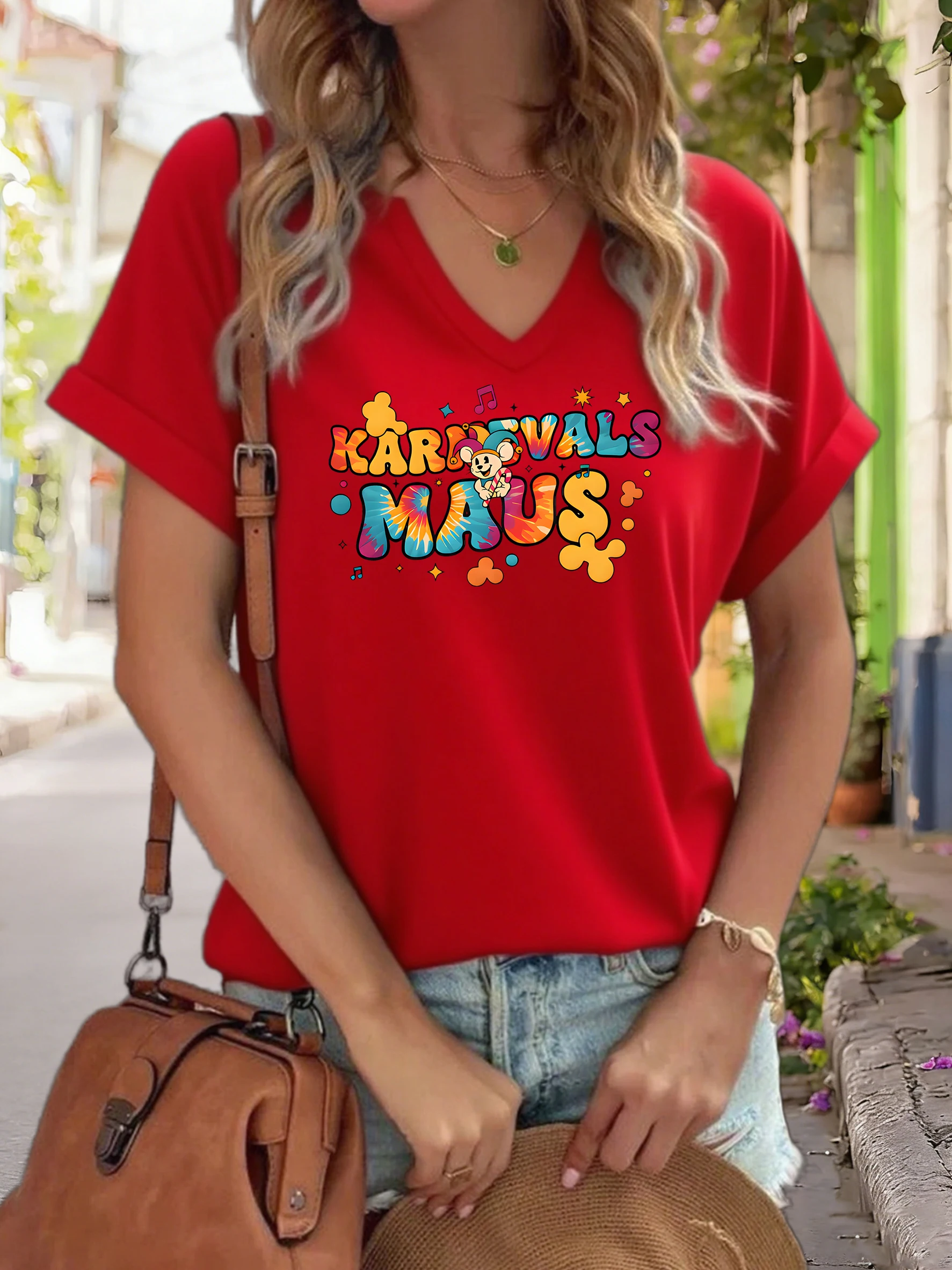 Women's V-Neck Karnevals Maus T-Shirt Funny Carnival Mouse Graphic Tee Casual Loose Short Sleeve Top Summer Fashion Streetwear
Women's V-Neck Karnevals Maus T-Shirt Funny Carnival Mouse Graphic Tee Casual Loose Short Sleeve Top Summer Fashion Streetwear