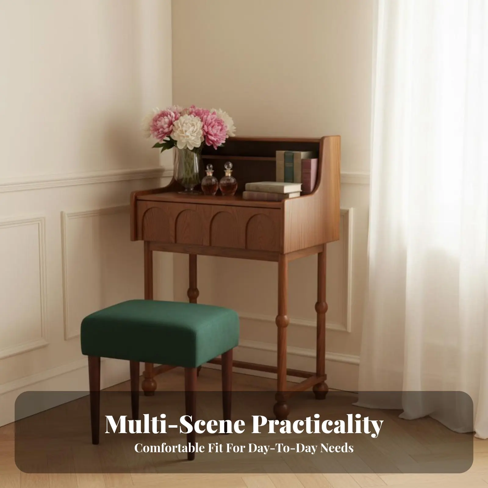 Single-Drawer Vanity with Round Mirror space-efficient Size Dressing Table Vintage Design Easy to Clean for Apartment Dwellers
Single-Drawer Vanity with Round Mirror space-efficient Size Dressing Table Vintage Design Easy to Clean for Apartment Dwellers