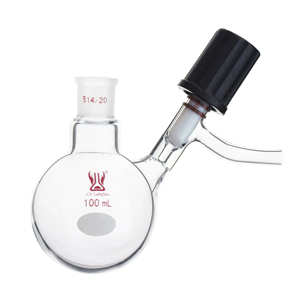 Single Neck Round Bottom Reaction Flask with High Vacuum Valve Hose Connection Lab Glassware
Single Neck Round Bottom Reaction Flask with High Vacuum Valve Hose Connection Lab Glassware
