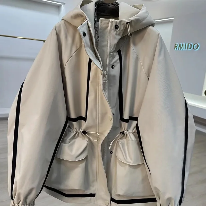 Autumn Winter Lady Patchwork Outwear High-end Female Hooded Windbreaker Coat Women Loose Stormtrooper Jacket
Autumn Winter Lady Patchwork Outwear High-end Female Hooded Windbreaker Coat Women Loose Stormtrooper Jacket 