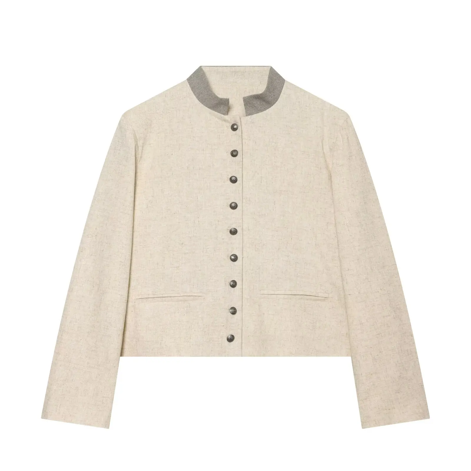 WOMAN 2026 summer new casual and fashionable stand up collar long sleeved pleated suit jacket retro women's outerwear top chic
WOMAN 2026 summer new casual and fashionable stand up collar long sleeved pleated suit jacket retro women's outerwear top chic