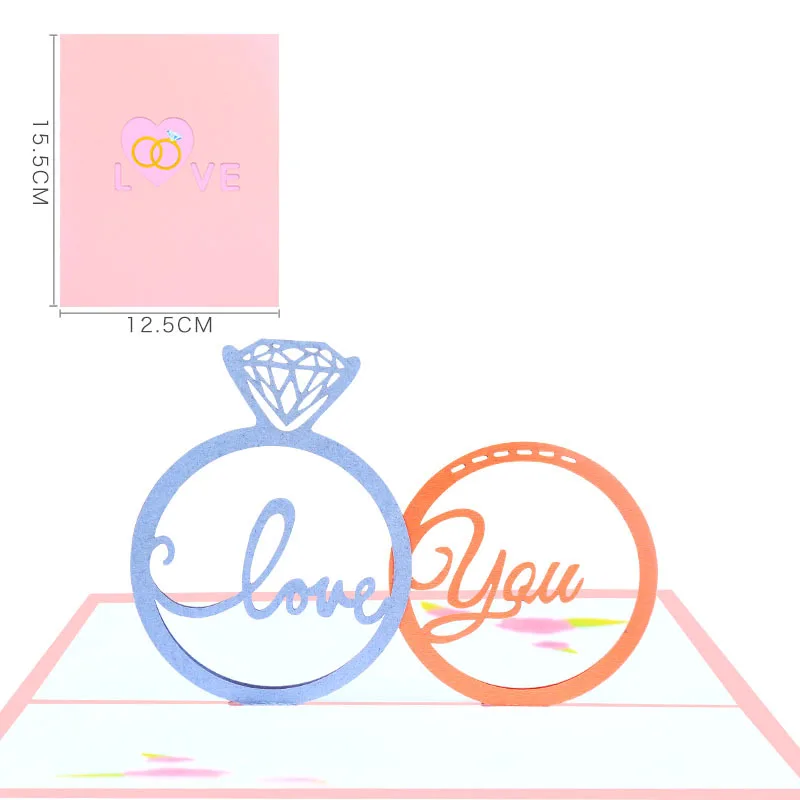 Valentines Day Greeting Card Color Printing Diamond Ring 3D Wedding Invitation Card Blessing Card Couple Gift Message Small Card
Valentines Day Greeting Card Color Printing Diamond Ring 3D Wedding Invitation Card Blessing Card Couple Gift Message Small Card