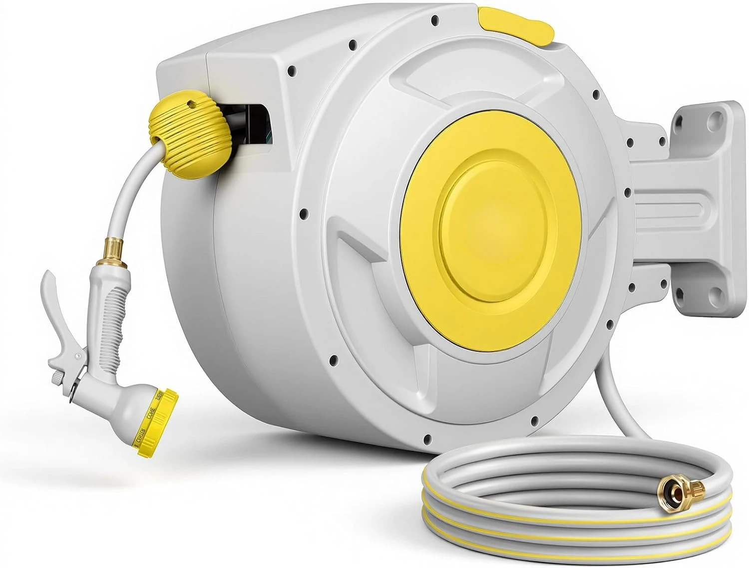 Retractable Garden Hose Reel, Heavy Duty Wall Mounted Water Hose Holder With 180 Degree Swivel Bracket, Any Length Lock Automatic Rewind Storage Organizer For Yard Lawn Garage Patio, Yellow
Retractable Garden Hose Reel, Heavy Duty Wall Mounted Water Hose Holder With 180 Degree Swivel Bracket, Any Length Lock Automatic Rewind Storage Organizer For Yard Lawn Garage Patio, Yellow